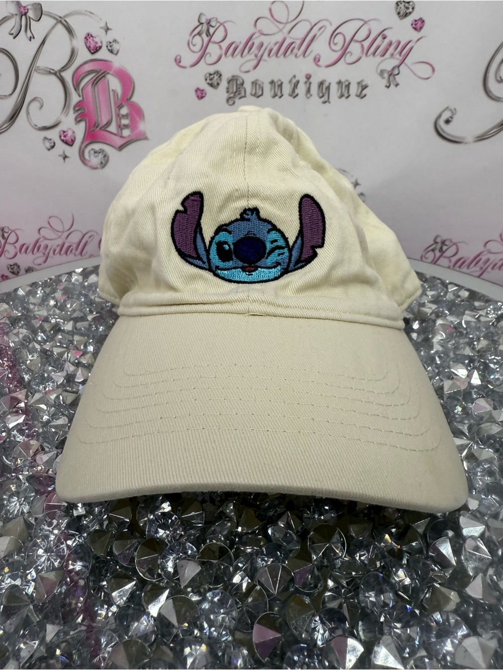 Disney hat stitch embroidery Cream Hat with Blue Purple Stitch Cartoon unisex